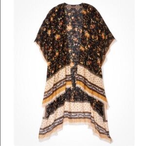 American Eagle Outfitters Black and Orange Patterned Cardigan